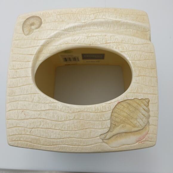 Croscill Tissue Box Cover Opalescent Beach Haven Hand Painted Shells Resin Decor - Picture 5 of 5